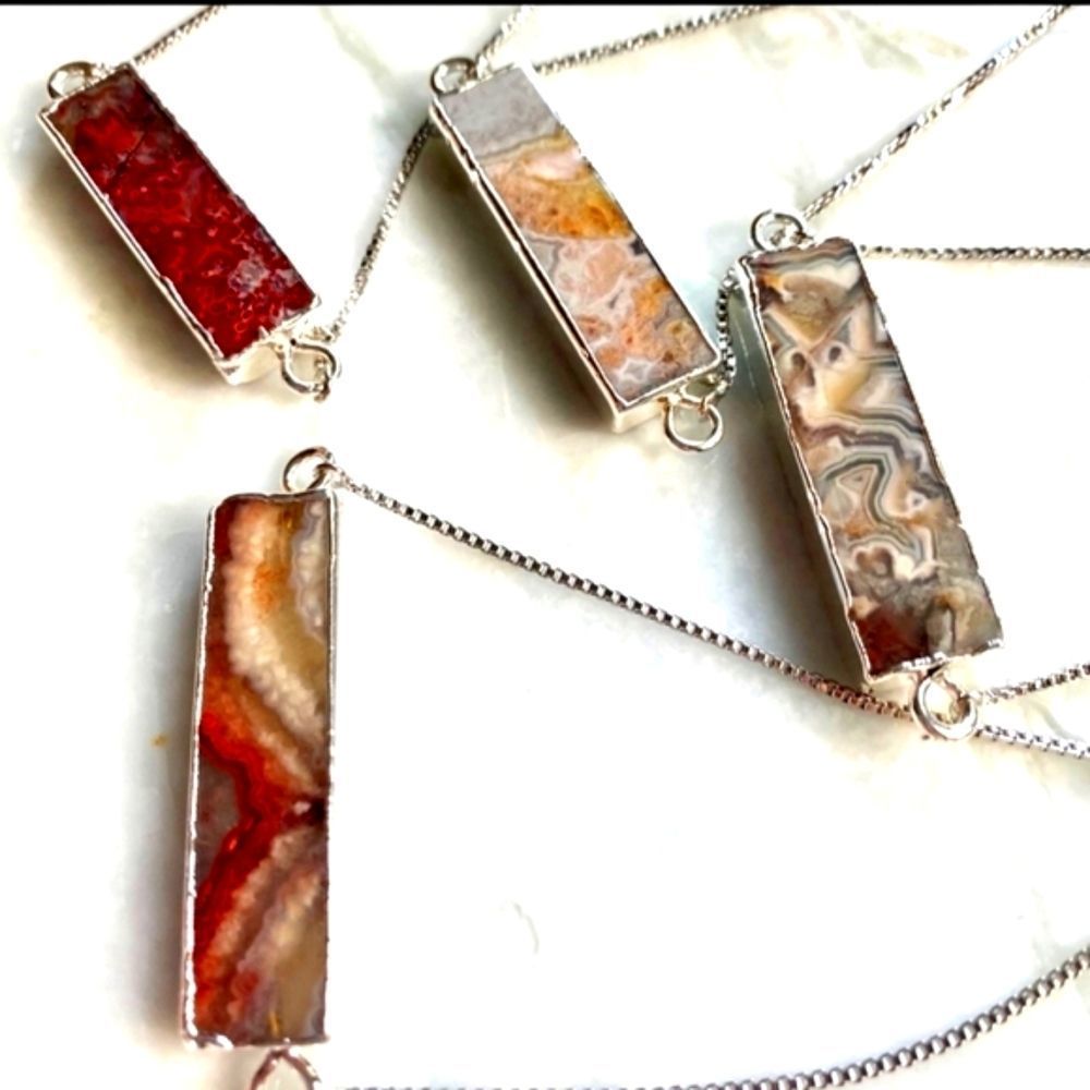 ⭐ Mexican Agate Silver Crystal Bracelet (GORGEOUS) - Picture 6 of 8